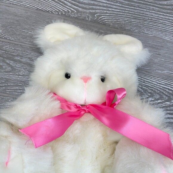 1986 Vintage World of Smile Plush Bunny Rabbit White Soft Fluffy Stuffed Animal - Picture 5 of 8